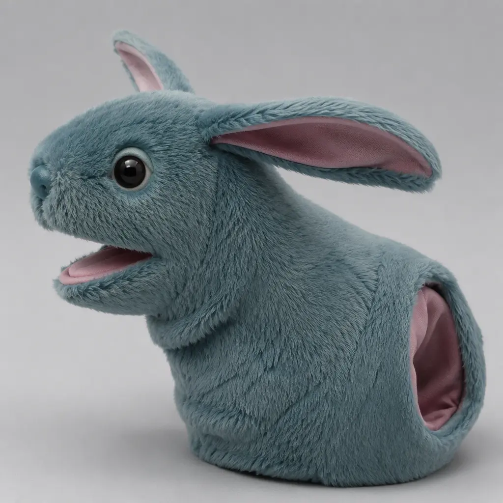 Side view of an animatronic puppet-style toy showing articulated features and hand-operated design.